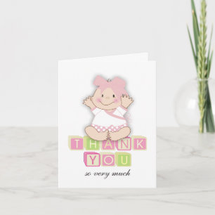 Cartão De Agradecimento 5"x7"Baby Shower Matching Baby Girl Thank You Card