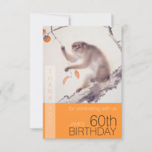 Cartão De Agradecimento 60º aniversário Obrigado Macaco Japonês VFC