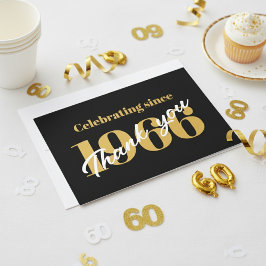 Cartão De Agradecimento 60th Birthday 1966 Retro Black And Gold