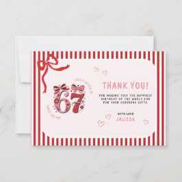 Cartão De Agradecimento 6 7 Aniversário para Meninas, Rosa Crianças 7º Ani