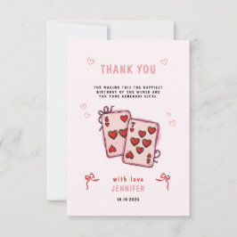 Cartão De Agradecimento 6 7 Aniversário para Meninas, Rosa Seis Sete Festa