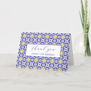 Cartão De Agradecimento 70 Aniversário Azulejos Portugueses Azul Obrigado