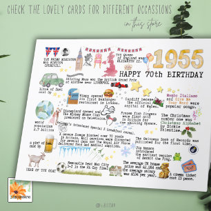 Cartão De Agradecimento 70 Birthday Milestone Birthday Card 1955 fatos