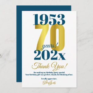 Cartão De Agradecimento 70 Festa de aniversário Obrigado