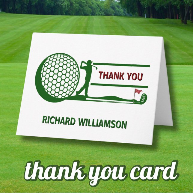 CARTÃO DE AGRADECIMENTO * 80 (QUALQUER ANO) FESTA DE ANIVERSÁRIO GOLFER (Criador carregado)