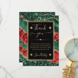 Cartão De Agradecimento Aгата de Natal em Mármore & Brilho Dourado de Aniv
