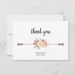 Cartão De Agradecimento A aguarela boémia floresce Boho Wedding floral
