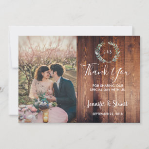 Cartão De Agradecimento A aguarela rústica sae do casamento da foto do