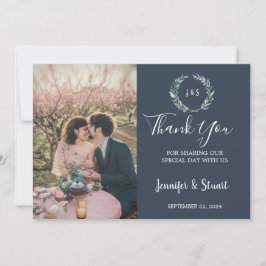 Cartão De Agradecimento A aquarela russa deixa casamento com fotos de mono