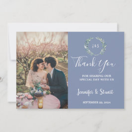 Cartão De Agradecimento A aquarela russa deixa casamento com fotos de mono