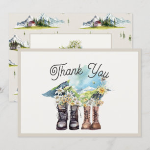 Cartão De Agradecimento A Aventura Começa A Ir Para O Chá Casais Boots