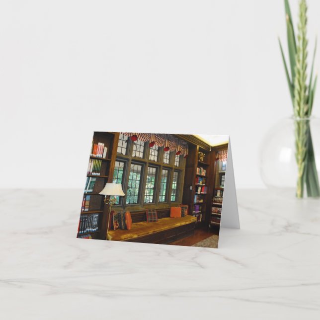 Cartão De Agradecimento A biblioteca no castelo (Frente)