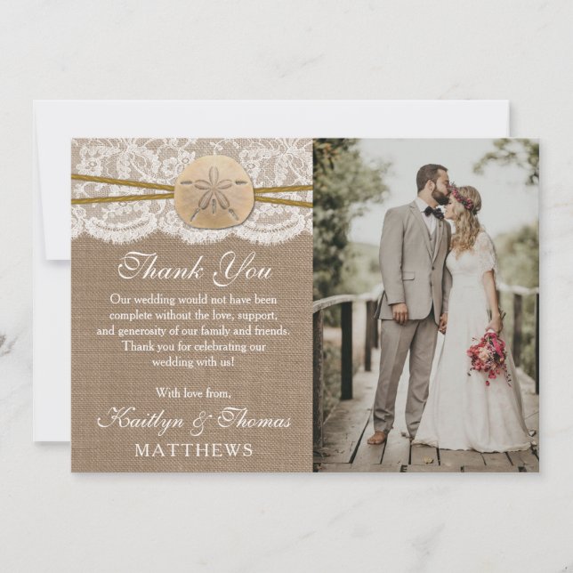 Cartão De Agradecimento A Coleção de Casamento na Praia do Dólar de Areia  (Frente)