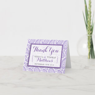 Cartão De Agradecimento A Coleção de Casamento Paisley Moderna - Roxo