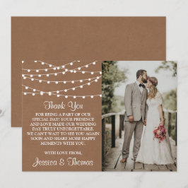 Cartão De Agradecimento A Coleção de Casamentos Rustic Kraft String Lights