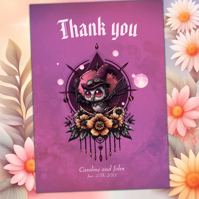 Cartão De Agradecimento A Coruja Steampunk: Guardiã dos Segredos. (Criador carregado)