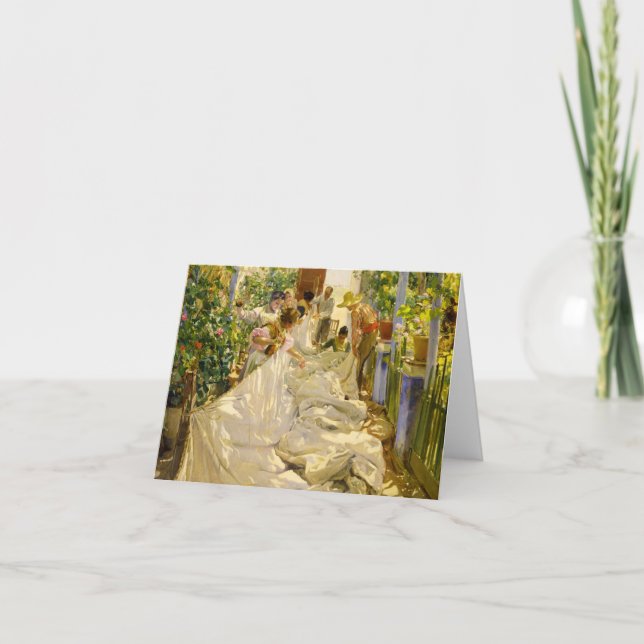 Cartão De Agradecimento A costura da vela por Joaquin Sorolla (Frente)