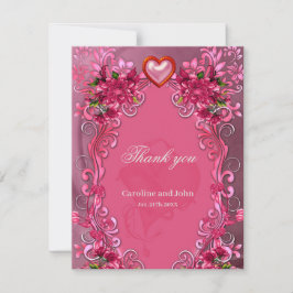 Cartão De Agradecimento A elegância das flores rosa