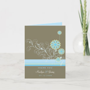 Cartão De Agradecimento A flor azul lunática da neve roda casamento