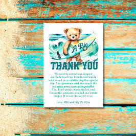 Cartão De Agradecimento A grande placa de surfe do ursinho de surfe da fes