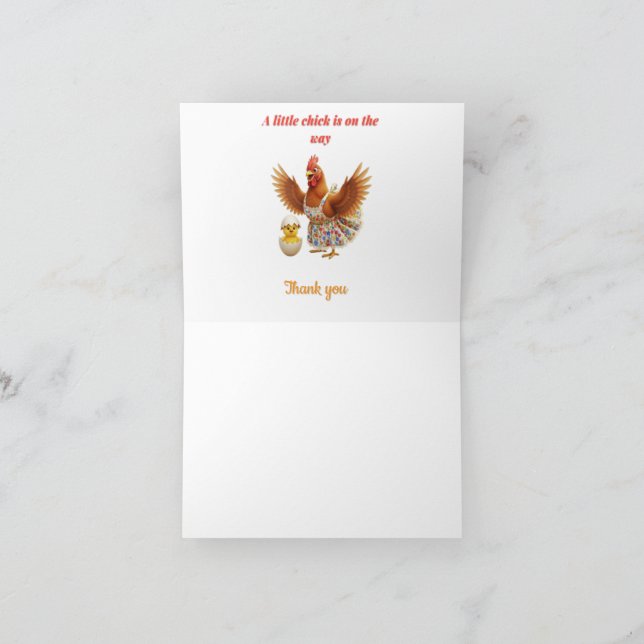 Cartão De Agradecimento A little chick is on the way  (Interior)