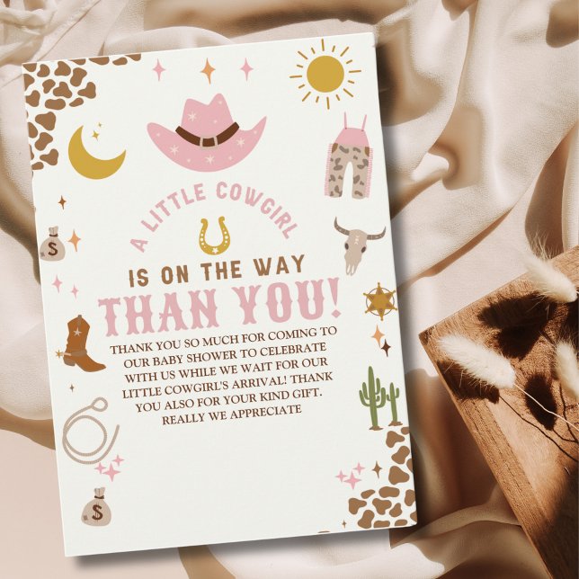 Cartão De Agradecimento A Little Cowgirl Is on The Way Cute Baby Shower (Criador carregado)