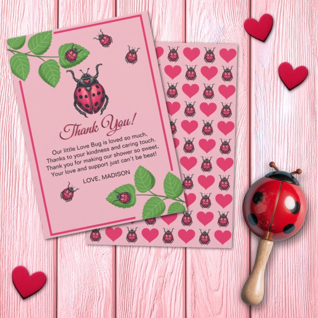 Cartão De Agradecimento A Little Love Bug Is On The Way Ladybug (Criador carregado)