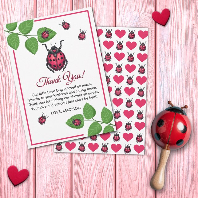 Cartão De Agradecimento A Little Love Bug Is On The Way Ladybug (Criador carregado)