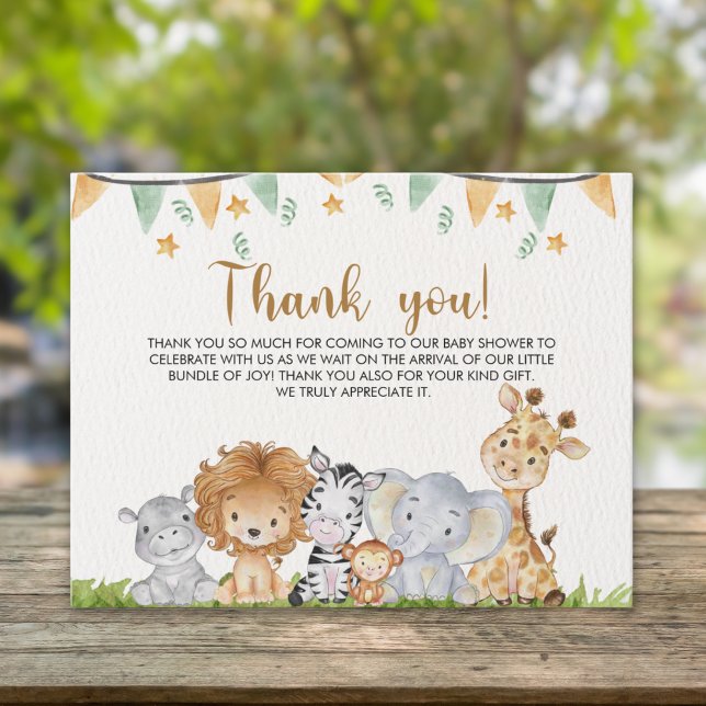 Cartão De Agradecimento A Little Wild One Safari Animals Baby Shower (Criador carregado)