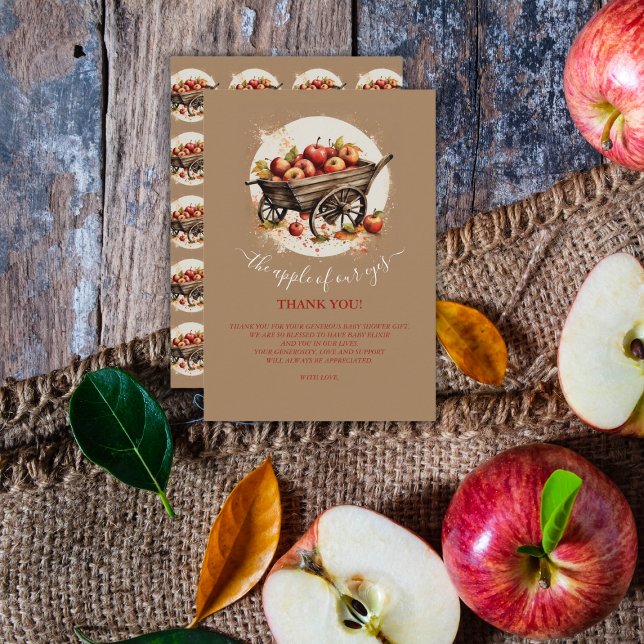 Cartão De Agradecimento A Maçã Do Nosso Chá de fraldas De Olhos (Criador carregado)