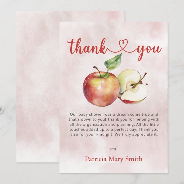 Cartão De Agradecimento A Maçã dos Nossos Olhos Chuvão de Bebê de Outono (Frente/Verso)