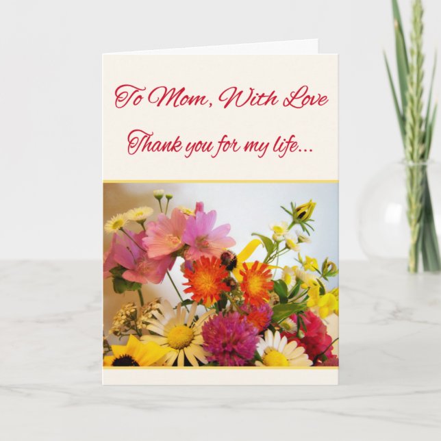 Cartão De Agradecimento À Mãe, Com Amor (Frente)