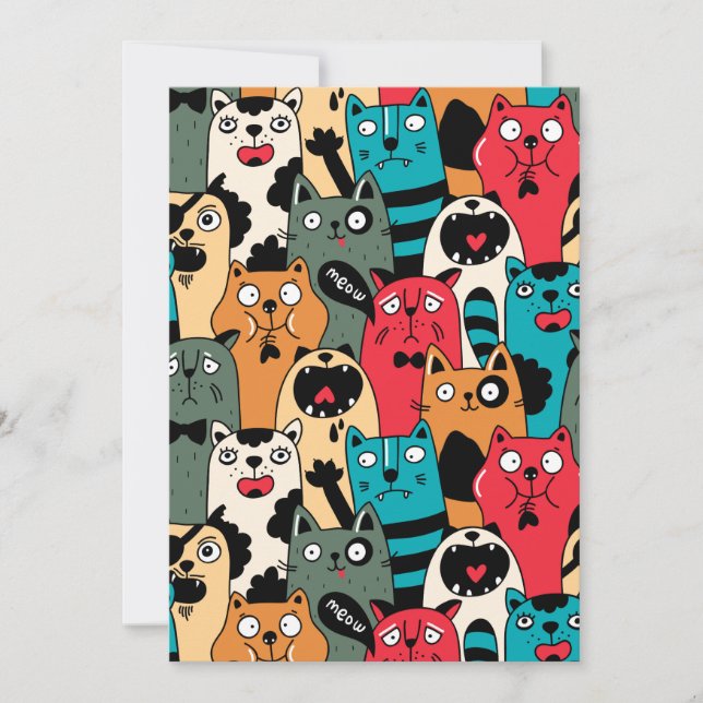 Cartão De Agradecimento A multidão de gatos (Frente)