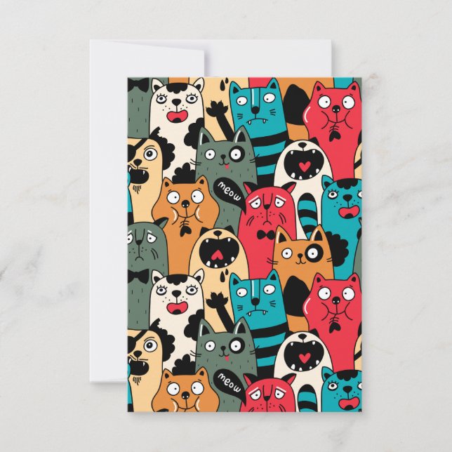 Cartão De Agradecimento A multidão de gatos (Frente)