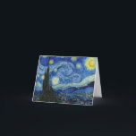 Cartão De Agradecimento A Noite Estrelada de Vincent van Gogh<br><div class="desc">A Noite Estrelada,  1889,  por Vincent van Gogh. Ele mostra a visão da janela voltada para leste da sua sala de asilo em Santo-Rémy-de-Provence,  logo antes do nascer do sol,  com a adição de uma vila imaginária.</div>