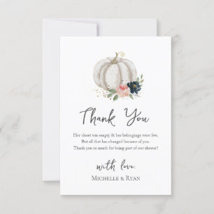 Cartão De Agradecimento A Pequena Abóbora Está A Caminho Do Chá de fraldas