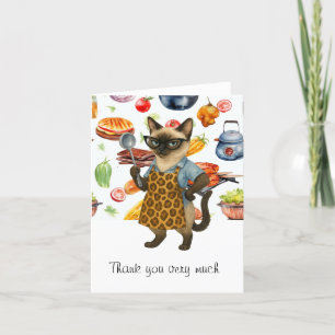 Cartão De Agradecimento A Senhora do almoço está servindo comida