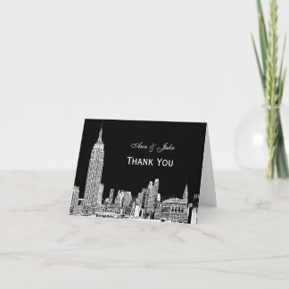 Cartão De Agradecimento A skyline 01 Etchd DIY BG de NYC colore o obrigado