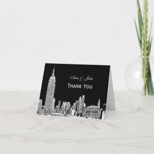 Cartão De Agradecimento A skyline 01 Etchd DIY BG de NYC colore o obrigado