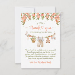 Cartão De Agradecimento A Sweet Little Peach Clothesline Boy Baby Shower