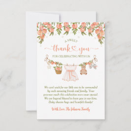 Cartão De Agradecimento A Sweet Little Peach Clothesline Girl Baby Shower