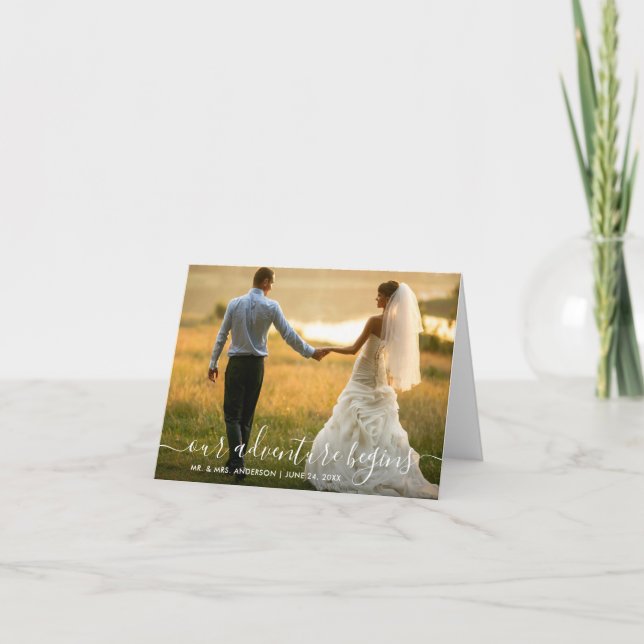 Cartão De Agradecimento A Tendy Script Nossa Aventura Começa Nota De Casam (Frente)