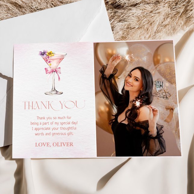 Cartão De Agradecimento A Tini Bit Older Martini 30th Birthday Party Photo (Criador carregado)