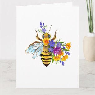 Cartão De Agradecimento Abeja flor com plantas silvestres