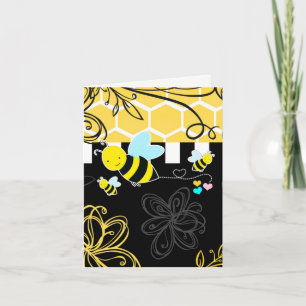 Cartão De Agradecimento Abeja Preta e Amarela Obrigado Chá de Bebê