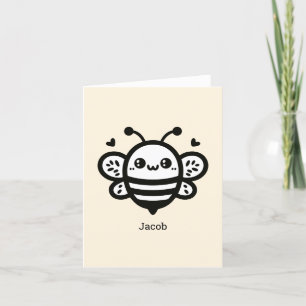 Cartão De Agradecimento Abelha Mel - Arte de Linha da Kawaii Nursery