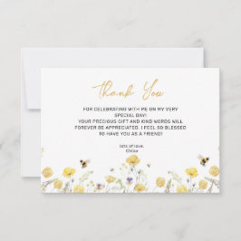 Cartão De Agradecimento Abelhas De Mel Floral De Flor Selvagem De Chá