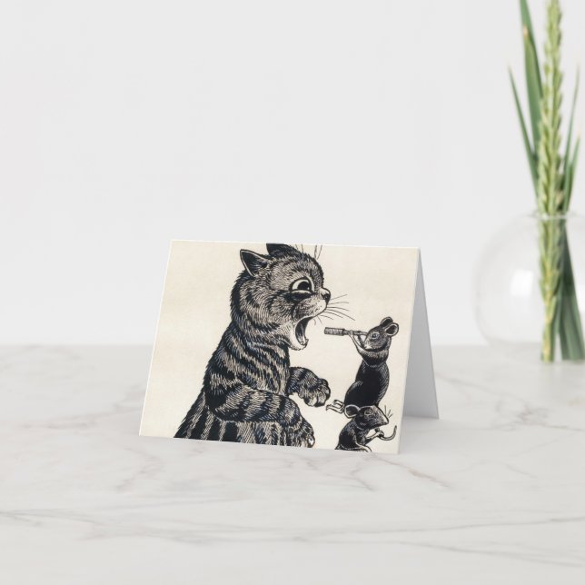 Cartão De Agradecimento Aberto em Largo por Louis Wain (Frente)