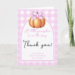 Cartão De Agradecimento Abóbora com chá de fraldas de arco de arco rosa