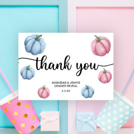 Cartão De Agradecimento Abóbora de Aquarela Agradeço a revelação do gênero